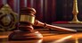 Judge hammer in the court room. Wooden gavel as a symbol of justice. Generated AI