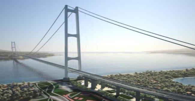 Un rendering del Ponte sullo Stretto. 