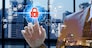 Businessman touch virtual screen padlock and Interface with Icons over the Network connection on technology background, Cyber Security Data Protection Business Technology Privacy concept.
