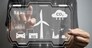 Businessman touching screen virtual icon eco energy sustainable environment digital technology concept.