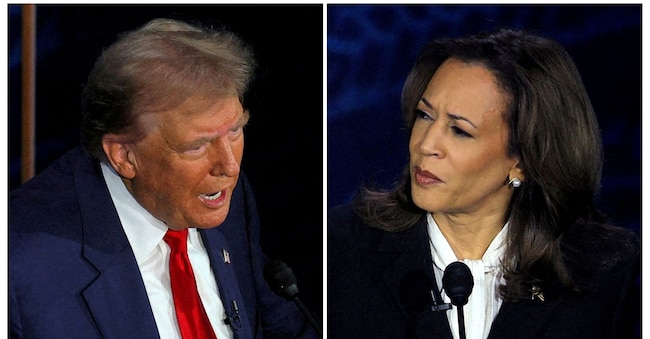 Il candidato presidente dei Repubblicani, Donald Trump, e la candidata presidente dei Democratici,  Kamala Harris 