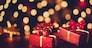 christmas gift boxes and bokeh lights 3d illustration