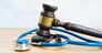 law gavel with sthetoscope, medical law concept