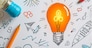 Business startup concept. Creative light bulb for business ideas concept, planing and strategy, analysis and solution, innovation new beginning ideas.