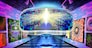 Metaverse virtual reality museum and internet futuristic streaming media symbol with VR technology and NFT crypto technology as a computer media concept in a 3D illustration style.