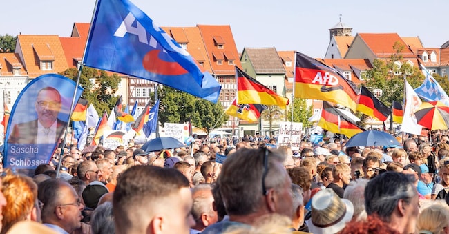 Una manifestazione della Afd in Germania (IMAGO/epd via Reuters Connect)