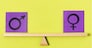 blocks with gender symbols seesaw