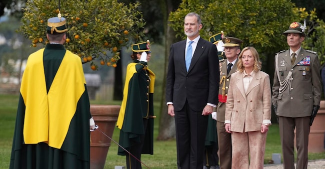 Il Re di Spagna Felipe VI  a Villa Pamphilj per il pranzo offerto dalla premier Giorgia Meloni.