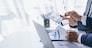Using tablet pc, Consultant between bookkeepers and accounting lawyer consultation about asset, balance sheet, stock market statistics and yearly tax law, protect business from bribery.