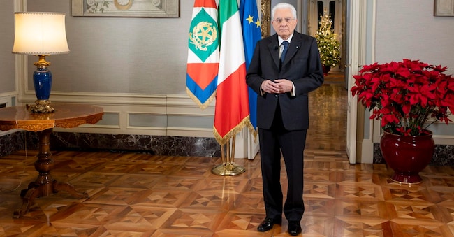 Il presidente della Repubblica, Sergio Mattarella, in occasione del discorso di fine anno agli italiani dal palazzo del Quirinale a Roma, 31 dicembre 2024.