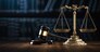 Law Legal System Justice Crime concept. Mallet Gavel Hammer and Scales on table. 3d Render illustration.