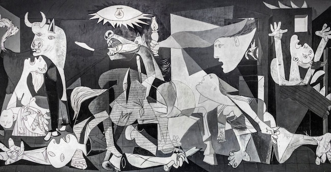 Dipinto di Pablo Picasso (1881-1973),  Guernica, 1937. Olio su tela. Raffigura il bombardamento della città di Guernica durante la guerra civile spagnola.