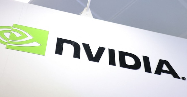 (FILES) The logo of Nvidia is seen during Computex 2024 in Taipei on June 4, 2024. European and Asian stock markets mostly slid on January 27, 2025, and Wall Street was forecast to open sharply lower on talk that a cheaper Chinese generative AI programme can outperform big-name rivals, notably in the United States. The programme's arrival has sparked competition fears, as US tech titans -- including Nvidia, Meta and Alphabet -- have made huge investments worth hundreds of billions of dollars into AI products that has sent their valuations soaring. (Photo by I-Hwa CHENG / AFP)