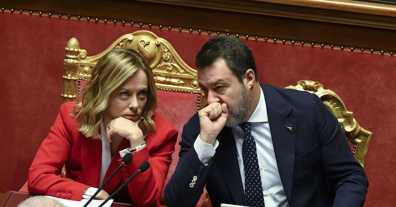 GIORGIA MELONI PRESIDENTE DEL CONSIGLIO E MATTEO SALVINI MINISTRO DELLE INFRASTRUTTURE