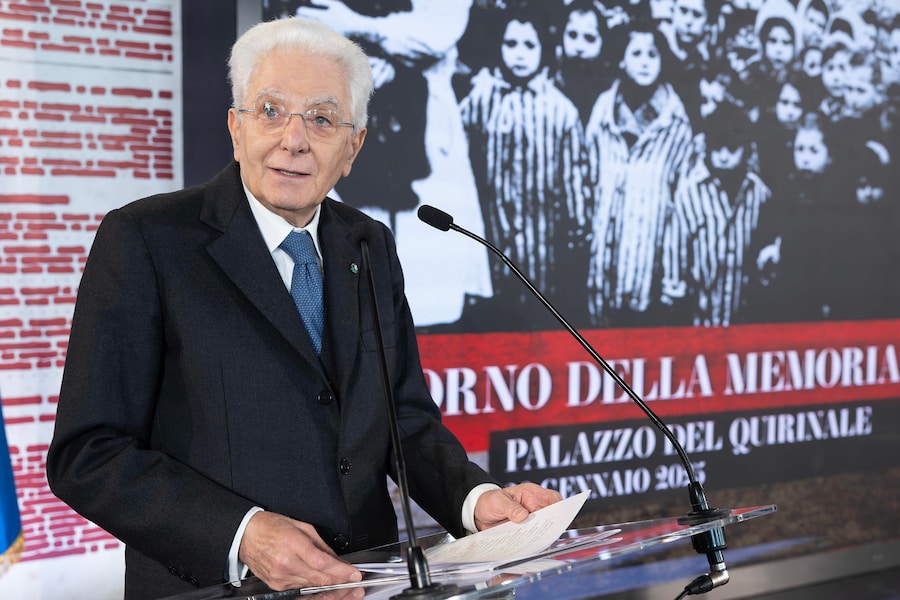 28 gennaio 2025 - Roma - Il presidente della Repubblica Sergio Mattarella rivolge il suo indirizzo di saluto in occasione delle Celebrazione del "Giorno della Memoria", al Quirinale. (ANSA/Francesco Ammendola Ufficio Stampa Quirinale)