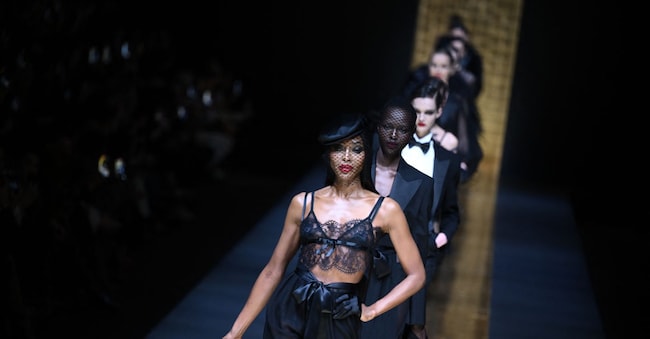 Supermodel Naomi Campbell walks the runway during the Dolce & Gabanna collection show at the Milan Fashion Week Womenswear Autumn/Winter 2024-2025 on February 24, 2024 in Milan. (Photo by Marco BERTORELLO / AFP)