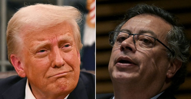 Combinazione di immagini create il 26 gennaio 2025 con il presidente degli Stati Uniti Donald Trump e il presidente colombiano Gustavo Petro (Jim Watson e Yuri Cortez/Afp)