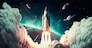 Startup of rocket to space and copy space for start up business and advertise , Generative Ai