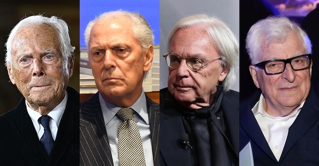 Giorgio Armani, Marco Tronchetti Provera, l’amministratore delegato di Tod’s Diego Della Valle e Patrizio Bertelli