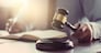 Justice and Law concept. lawyer working at courtroom.