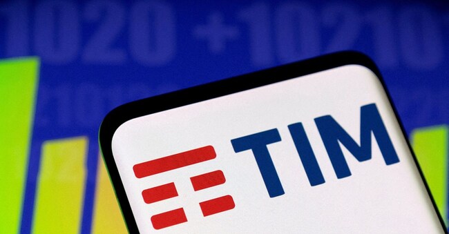 FILE PHOTO: Telecom Italia (TIM) logo and stock graph are seen displayed in this illustration taken, May 3, 2022. REUTERS/Dado Ruvic/Illustration//File Photo