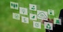 Organizations or companies develop carbon credit business virtual screen. Reduce CO2 emissions. Sustainable business development concept.