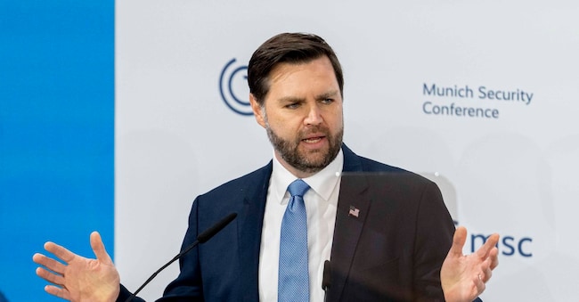 J.D. Vance, vicepresidente degli Stati Uniti d'America, alla 61a conferenza di sicurezza di Monaco