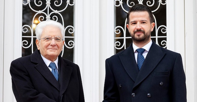 Il Presidente della Repubblica Sergio Mattarella con il Presidente del Montenegro Jakov Milatovic.