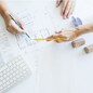 Team of architects people in group on construciton site check documents and business workflow.