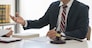 Legal and justice concept, Male lawyer explains contract about regulation to consultant in law firm.
