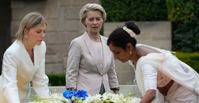 La presidente della Commissione europea Ursula von der Leyen giovedì a New Delhi