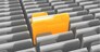 3d illustration of folders and one selected, finded file concept