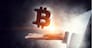 Male hand out of laptop screen presenting bitcoin concept. 3D rendering