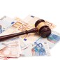 Judge gavel and euro banknotes