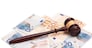 Judge gavel and euro banknotes