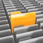 3d illustration of folders and one selected, finded file concept