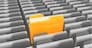 3d illustration of folders and one selected, finded file concept