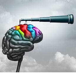 Brain research neuroscience concept and creativity idea as a symbol for mental health psychology or psychiatry and creative business thinking and innovation with 3D illustration elements.