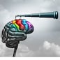 Brain research neuroscience concept and creativity idea as a symbol for mental health psychology or psychiatry and creative business thinking and innovation with 3D illustration elements.