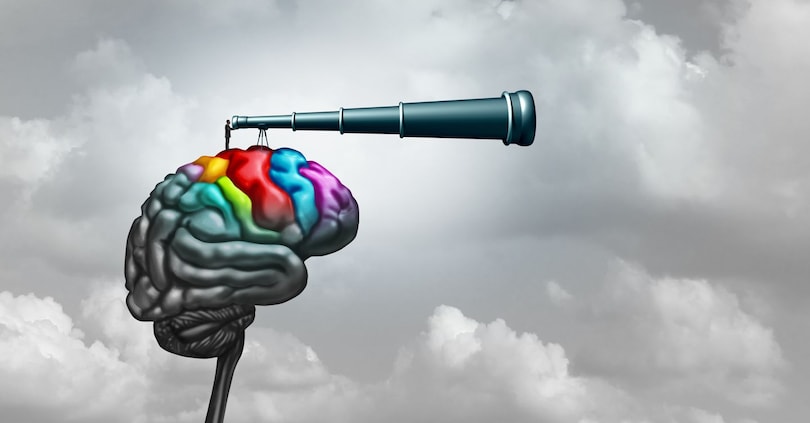 Brain research neuroscience concept and creativity idea as a symbol for mental health psychology or psychiatry and creative business thinking and innovation with 3D illustration elements.