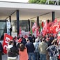 STABILIMENTO  SEDE  BARITECH    SINDACI DELL'AREA METROPOLITANA E DIRIGENTI CGIL PRESSO I CANCELLI FABBRICA BANDIERE