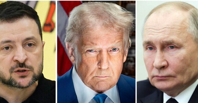 Nella combo, Volodymyr Zelensky, Donald Trump e Vladimir Putin.
Ansa