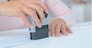 woman stamping a legal document