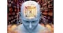 Mind Processor series. Creative arrangement of Human head with CPU in perspective as a concept metaphor on subject of  artificial intelligence, mind, mass media and modern technology
