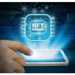 Business man using smartphone invest and pay for unique collectibles in games or art, NFT non fungible tokens concept