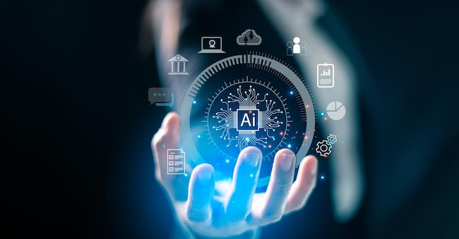 Cyberspace, businesses leverage AI technology, generative software to deploy virtual assistants chat with users, manage digital information efficiently. generative, business, cyberspace, technology.