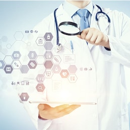 Medicine doctor working with modern digital tablet pc interface