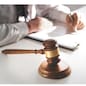lawyer consultant working on legal documents in courtroom, justice concept.