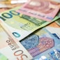Finance background of different euro bills. European money. Investment