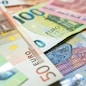 Finance background of different euro bills. European money. Investment